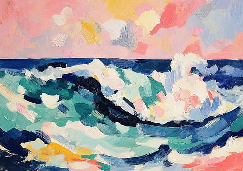 Abstracte zeebrand in pastel
