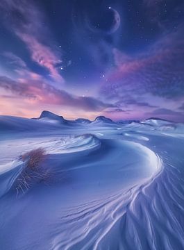 Bevroren velden, volle maan van fernlichtsicht