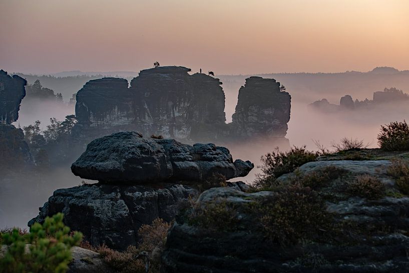 Saxon Switzerland (Elbe Sandstone Mountains) - Fog at sunrise by t.ART