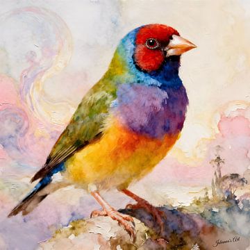 Beautiful Birds of the World - Gouldian finch bird by Johannas Art Creations