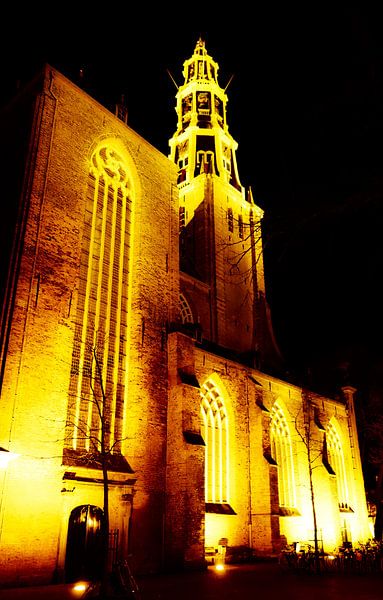 Der Aa-Kerk in de nacht by Groningen Stad