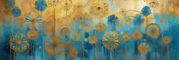 Gouden Bloemen op Blauwe Veld van Whale & Sons