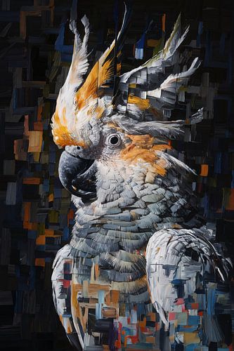 Abstract Portret van een Kleurrijke Kaketoe