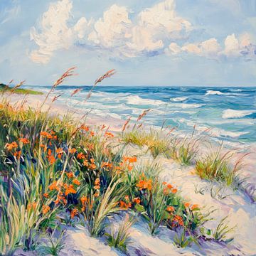 Strandbloemen in de zachte wind van Poster Art Shop