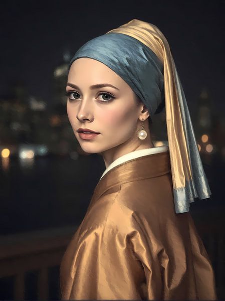 Girl with a pearl earring - photo realistic portrait by Emiel de Lange