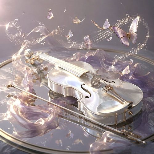 Un violon aux reflets irisés, parsemé de bandes lumineuses magiques