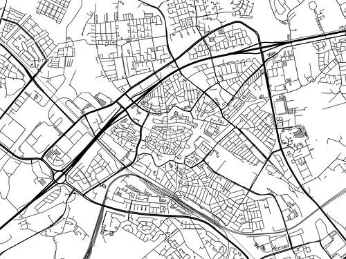 Kaart van Zwolle in Zwart Wit