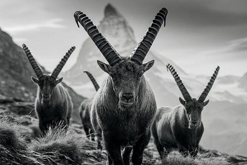 Des bouquetins devant le Cervin | Art alpin sur Frank Daske | Foto & Design