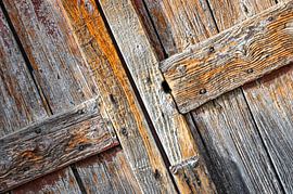 Old weathered rustic stable or barn door by Wil Wijnen