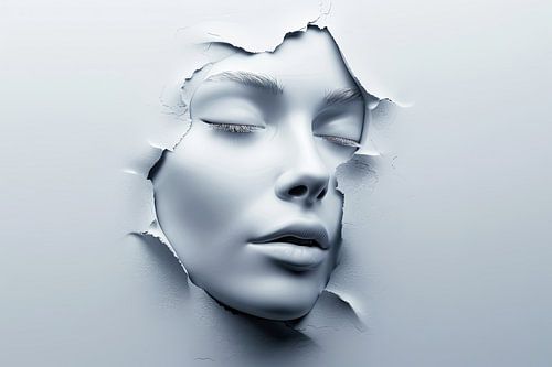 Digitaal abstract portret uit de muur aan de muur