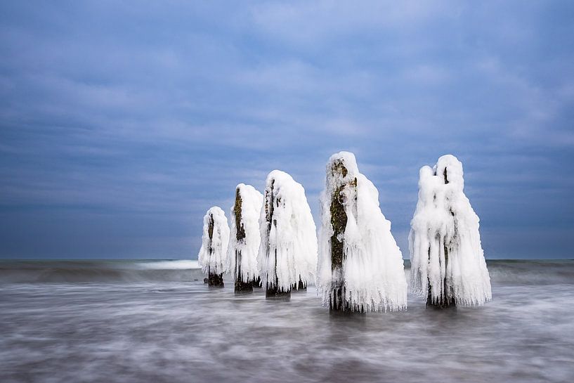 Buhne in winter on the coast of the Baltic Sea near Kühlungsborn. by Rico Ködder