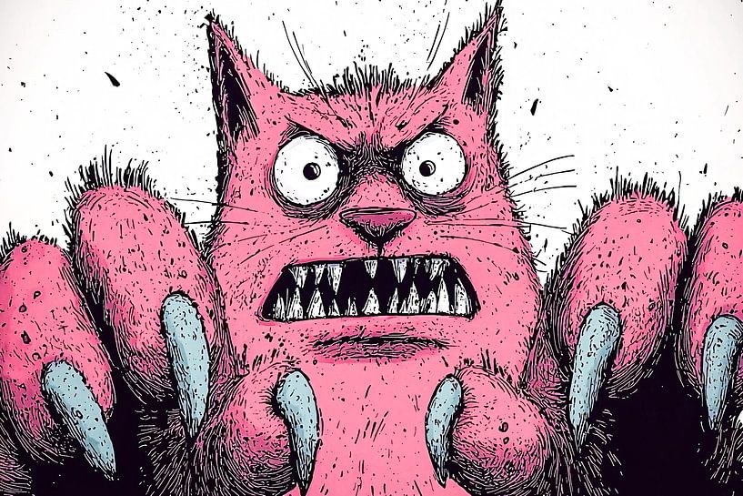 Boze roze kat met scherpe klauwen van Imperial Art House