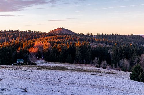 Korte wandeling bij zonsondergang naar de Ruppberg bij Zella-Mehlis - Thüringen - Duitsland