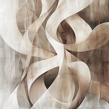 Harmonische lijnen abstracte kunst in neutrale tinten van Vlindertuin Art