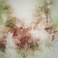 Abstract in earthy shades of green, brown, red, and white 1