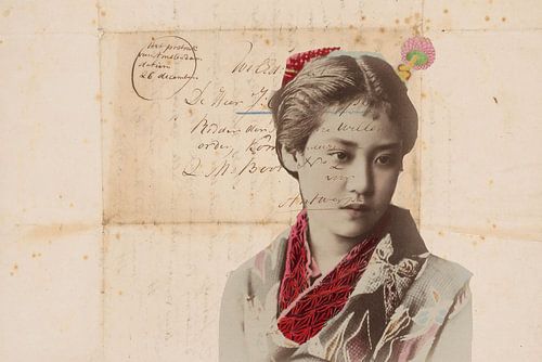 Vintage-Collage Geisha von Carla Van Iersel