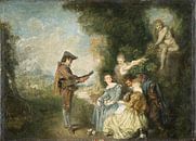 Die Liebesstunde, Antoine Watteau von Meisterhafte Meister Miniaturansicht