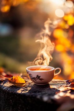 Steaming cup in autumn light by Poster Art Shop