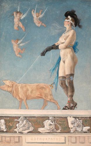 Pornokrates, Felicien ROPS (Namur 1833 – Corbeil 1898) 1878 van Atelier Liesjes