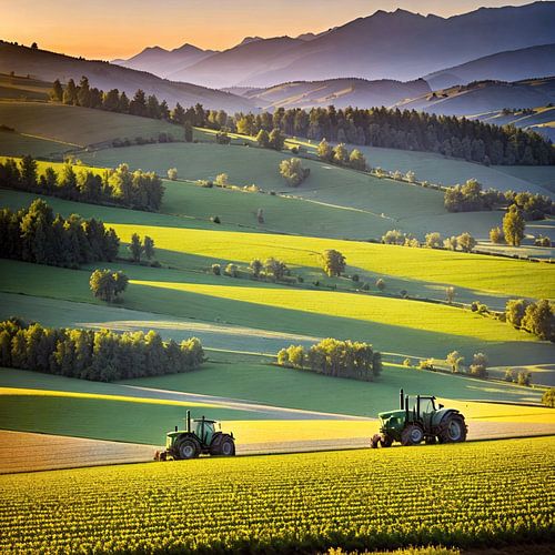 Tractor aan het werk in het veld