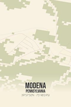 Carte ancienne de Modena (Pennsylvanie), USA. sur Rezona