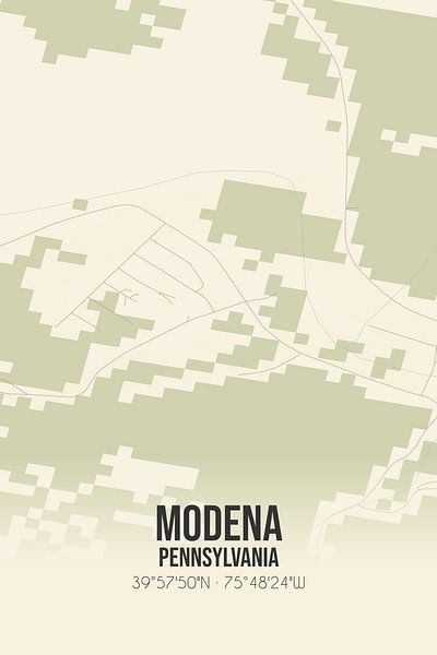 Carte ancienne de Modena (Pennsylvanie), USA. par Affiches de lieux