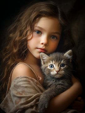 Klein meisje en haar kat van Luc de Zeeuw