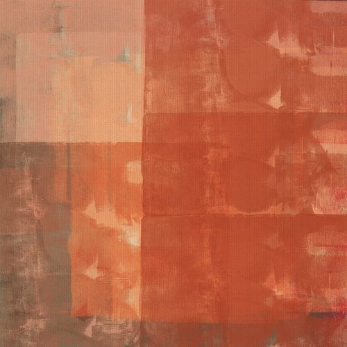 Minimalistisch mixed media abstract schilderij in terracotta