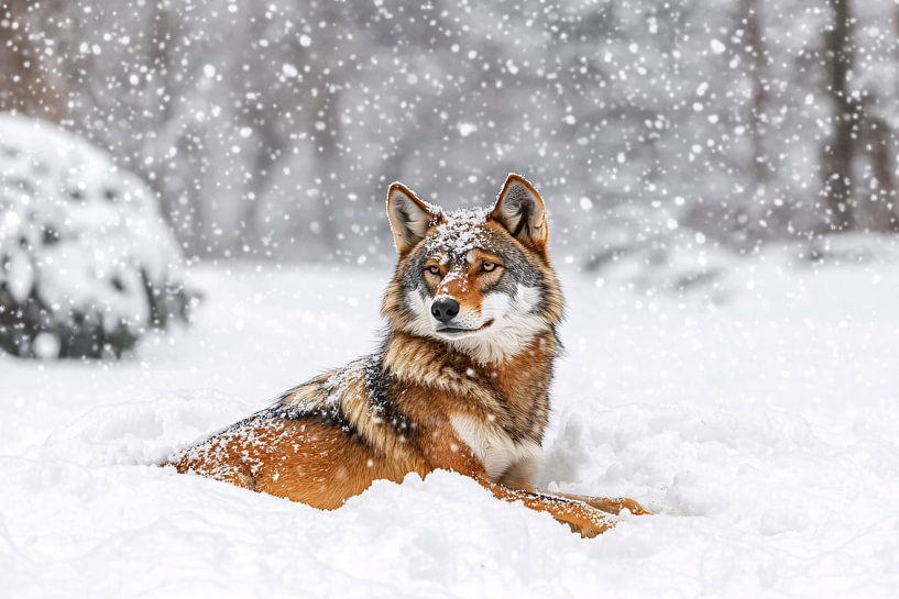 Wolf in the snowfall by Art & Soul Creations