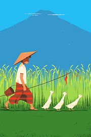 Duck Herder in a Balinese Rice Field by Eduard Broekhuijsen