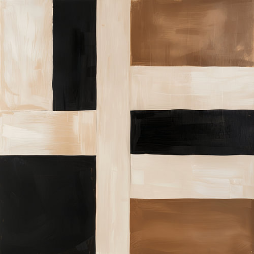 Formes et lignes abstraites dans les tons de terre et le noir