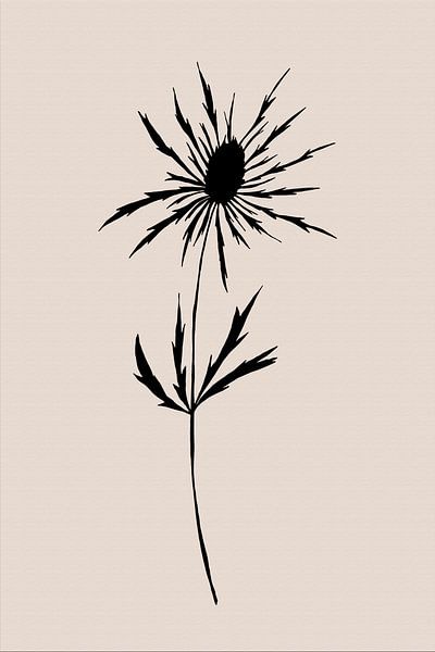 Japandi. Boho botanische Pflanze auf beige Nr. 4 von Dina Dankers
