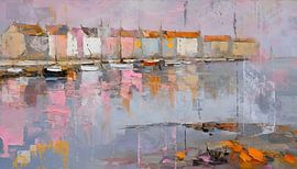 Hafenhäuser mit orangefarbenen Dächern von Emiel de Lange