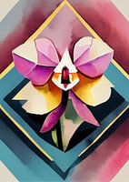 Minimalistisch kubisme Orchidee in de stijl van de jaren 20