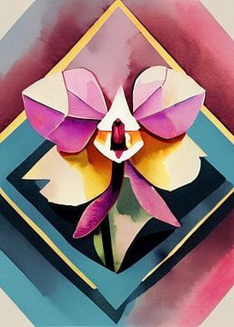 Minimalist Cubism Orchid in the Style of the 20s by Wolfsee
