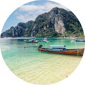 Boot en natuur op Phi Phi eiland in Thailand van Bernd Hartner