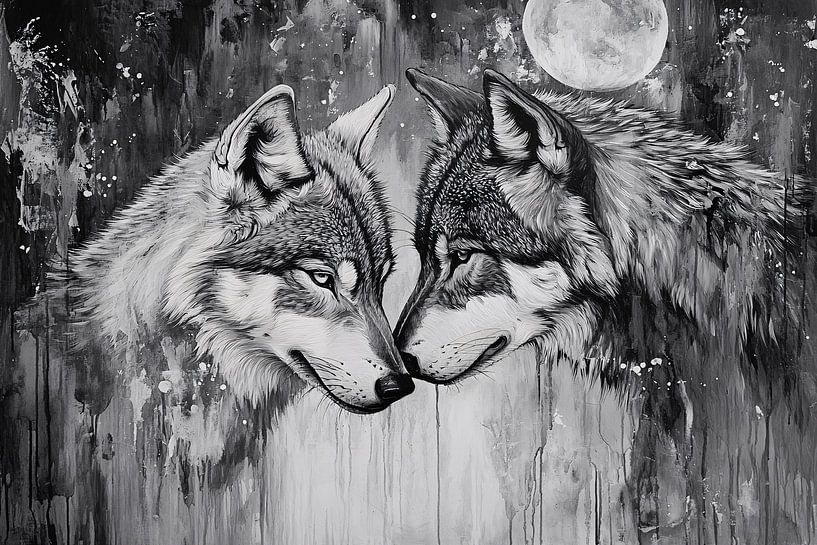 Realistic wolves and full moon by Imperial Art House