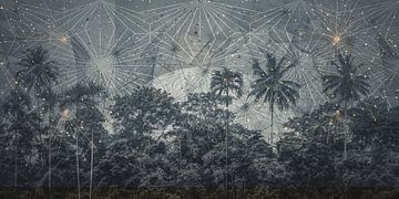 Palmbos onder sterrenhemel landschap van Vlindertuin-Art