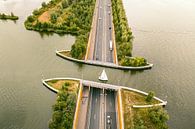 Aquaduct Veluwemeer in the Veluwe lake with a boat sailing in th by Sjoerd van der Wal Photography thumbnail