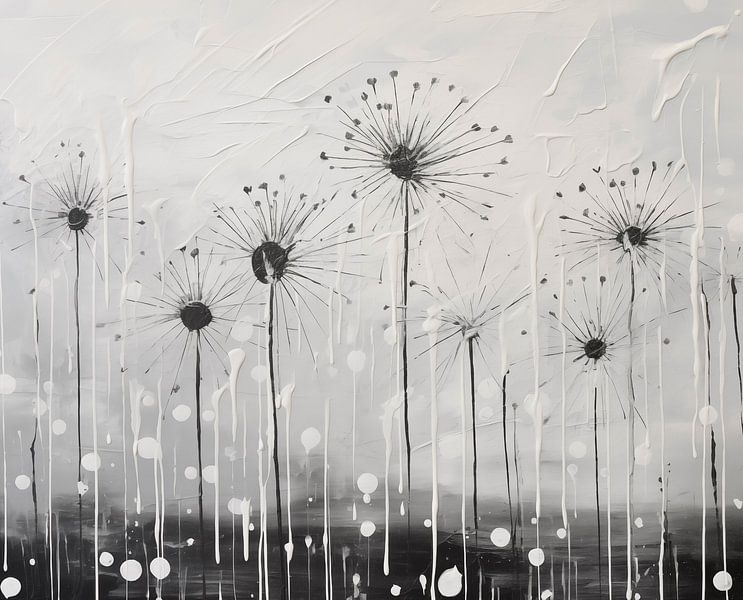Verstilde Tijd: Paardenbloemen in Monochroom van Color Square