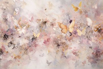 Butterflies Traveling | Abstracte kunst van Blikvanger Schilderijen