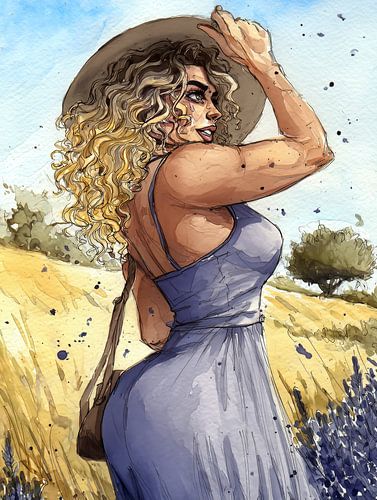 Een vrouw in een lavendelveld