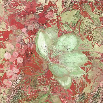 Blüte und Trauben mit rotem Hintergrund von Claudia Gründler