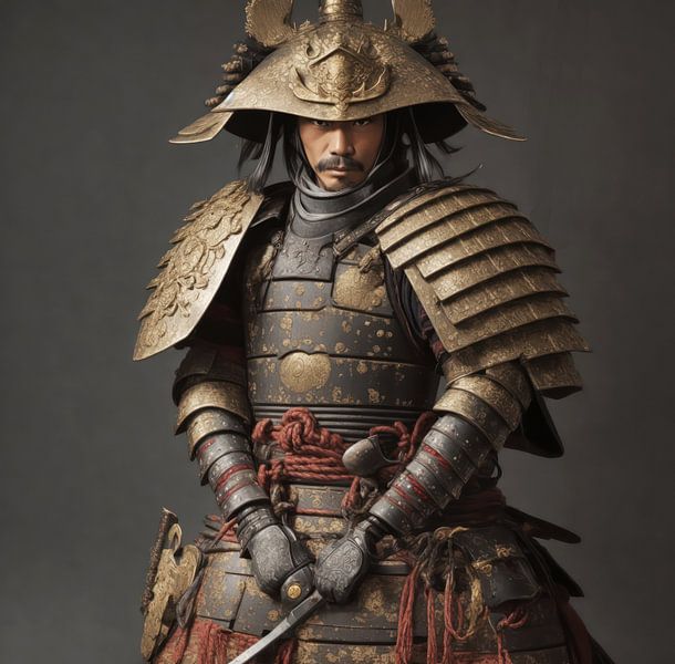 Samurai in his armour in the style of the 19th century. by Brian Morgan