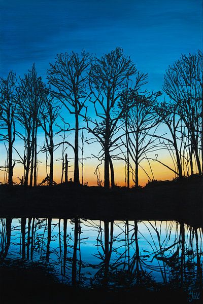 Painting trees sunrise by Bianca ter Riet
