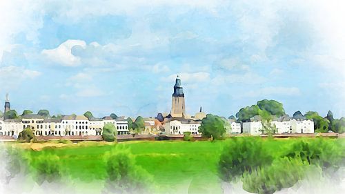 Zicht op Zutphen, Gelderland.