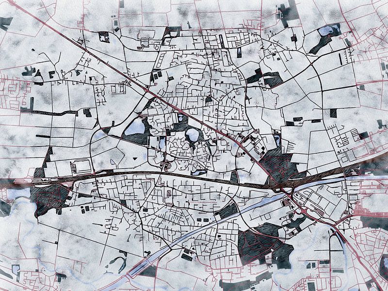 Map of Garbsen with the style 'White Winter' by Maporia