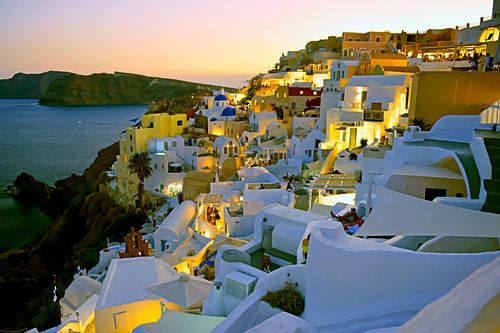 Coucher de soleil à Santorin sur luc Utens