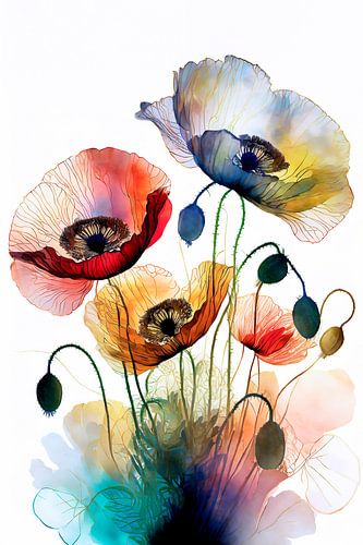 Des coquelicots fragiles aux couleurs chaudes