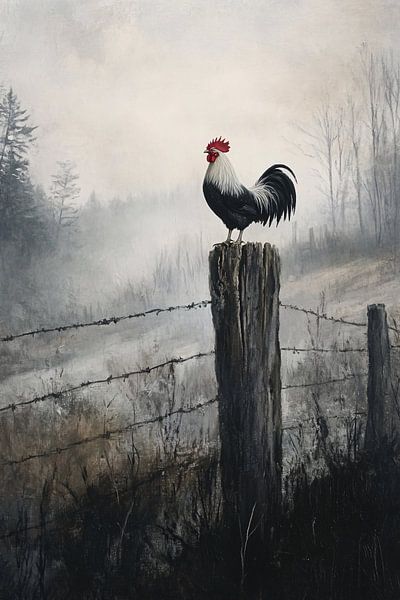 Coq dans un paysage brumeux par Imperial Art House